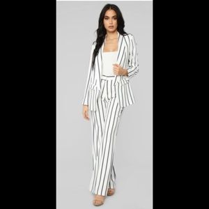 White Pin Striped Suit
